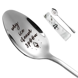 Funny Cute My Ice Cream Spoon Engraved Stainless Steel Spoon for Ice Cream Lovers, Best Friends Birthday Valentine Christmas Gift