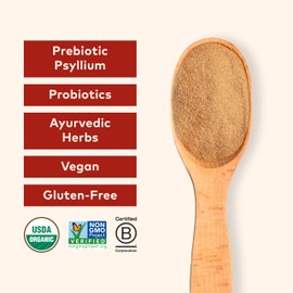 Organic India Psyllium Husk Powder - Pre & Probiotic Fiber Supplement, Organic Psyllium Husk Fiber Supplement, Dietary Fiber, USDA Organic, Vegan, Gluten Free - Orange, 10 Oz