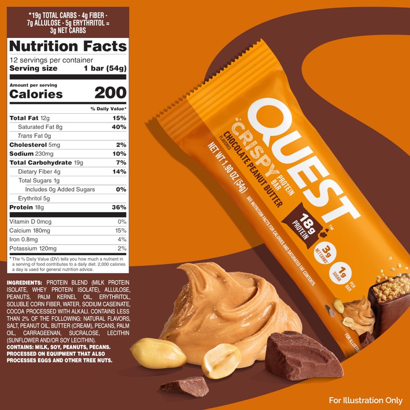 Quest Nutrition Crispy Chocolate Peanut Butter Hero Protein Bar, 18g