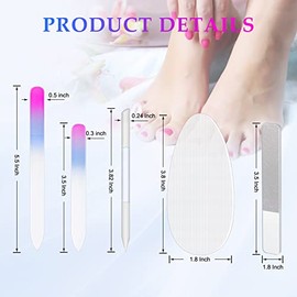El juego de 6 limas de uñas de cristal y brillo de uñas incluye 2 limas de uñas de cristal de manicura, pedicura, 1 recortador de cutículas, 2 limas d