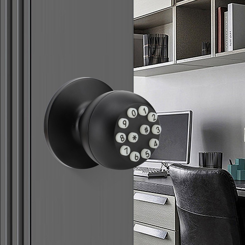 Keypad Door Knob with Lock and Key Round Ball Electronic