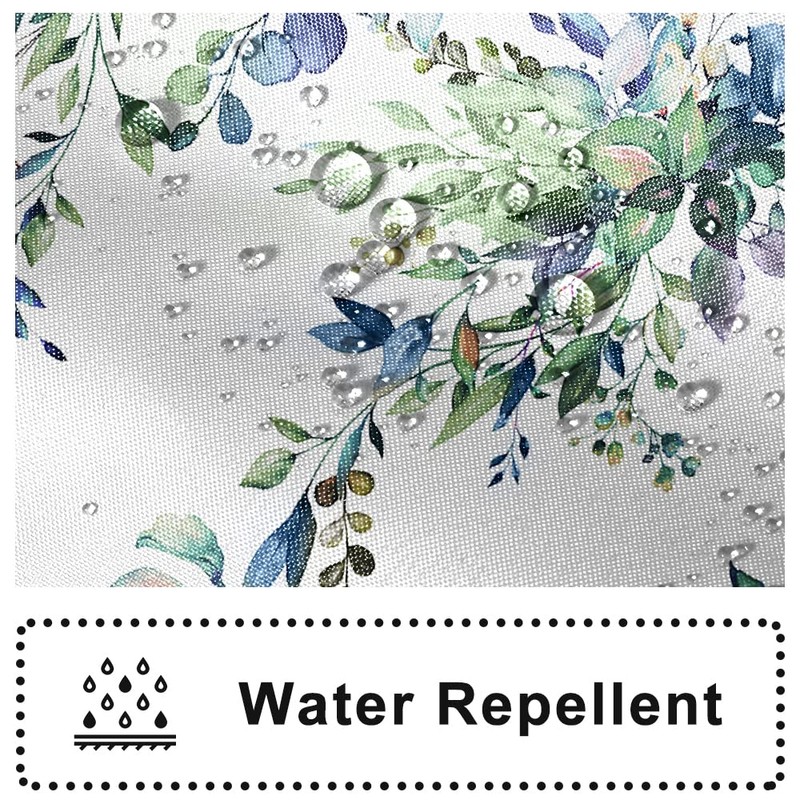 Ruelvth Short Shower Curtain, Waterproof Spring Green and Blue Eucalyptus