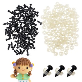 LNQ LUNIQI Safety Eyes 6 mm Black with Washers, 100 Sets Mini Teddy Eyes Plastic Eyes for Crochet Animals, Dolls, Craft Projects, Teddy Bears