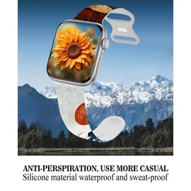 Band Compatible with iWatch Band 38mm 40mm 41mm 42mm 44mm 45mm 49mm for Women, Silicone Wristbands Replacement Strap for iWatch Ultra 2/Ultra/SE 2/ SE/Series 9/8/7/6/5/4/3/2/1,Vintage Mountain Sun