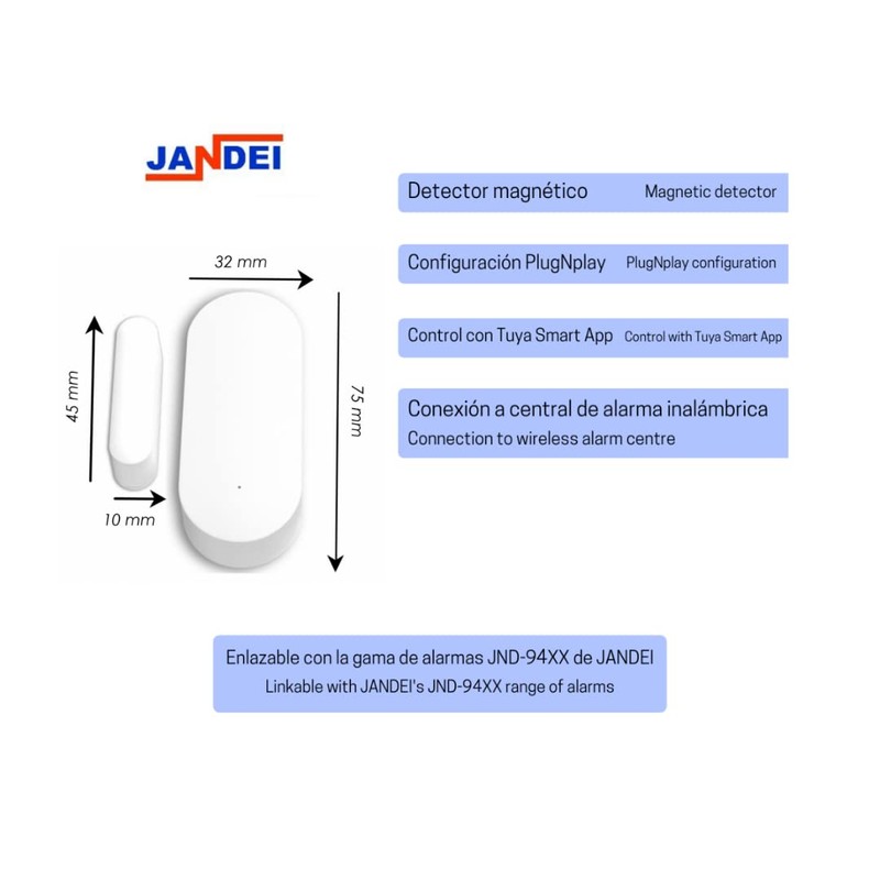 JANDEI - WIFI Wireless Detector, Magnetic Open Closed Door and