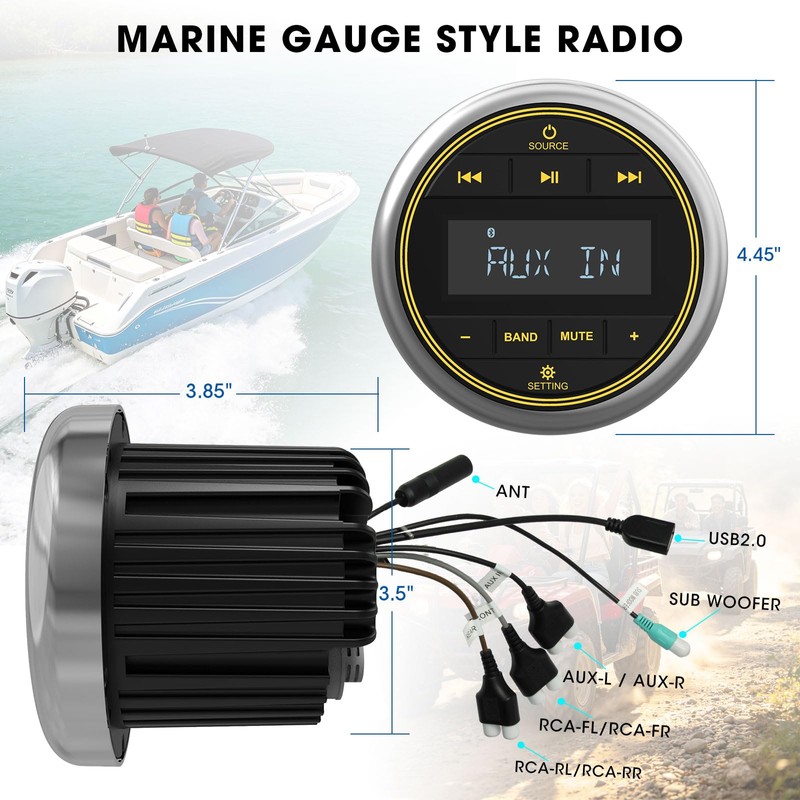 Marine Bluetooth Stereo Radio Receiver: Marine Digital Multimedia Player
