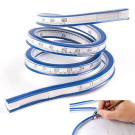 STCRERAG Flexible Curve Ruler,60cm Flexible Ruler,Plastic Measure Woodworking Tool Bendy Ruler for Drafting Engineering Drawing(Double Side Scale)