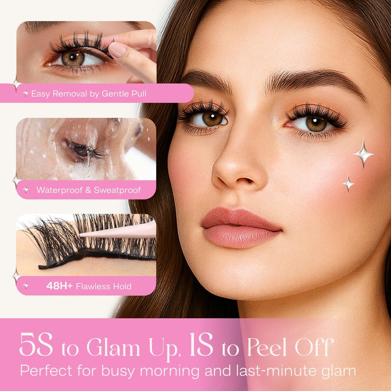 Self Adhesive Eyelashes Natural Look Spiky Manga Press On Lashes