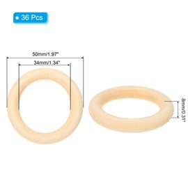 PATIKIL Wooden Rings for Crafting, 36 Pcs Smooth Macrame Wood Rings for Macrame Jewelry Making DIY Crafts, 2"