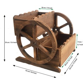 Kersiki 2-Tier Garden Planter with Wheels, Wooden Wagon Planter Boxes with Drainage Holes, Decorative Raised Planter for Vegetables Flowers Herbs,Flower Cart for Garden Patio Balcony (Two Wheel)