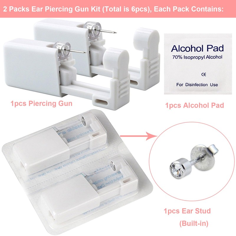 Ear Piercing Gun Kit - Lyuxzad 6Pcs Disposable Ear Piercing
