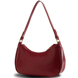 Shoulder Bag for Women Trendy Crossbody Purse Vegan Leather Clutch Handbag with 2 Adjustable Removable Straps (red)