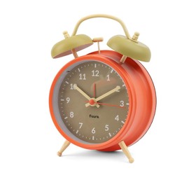 FISURA - Analogue alarm clock without ticking. Alarm clock with LED night light. Dial 9 cm. 11.7 x 5.5 x 16. Metal and ABS (beige and orange)