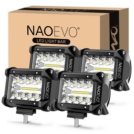 NAOEVO 4 Inch LED Pod Lights, 240W 24,000LM LED Fog/Driving/Off Road Lights with Spot Flood Combo, Cube Pods for Truck Boat ATV UTV Pickup, 4 Pcs (White)