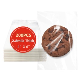 DTmasao 4x6 Inches 200 Pcs Clear Self Sealing Cellophane Bags Cookie Bags Resealable Cellophane Bag for Packaging Cookies,Gifts,Favors, Products,Candy for Packaging 200Pieces 4"x6"