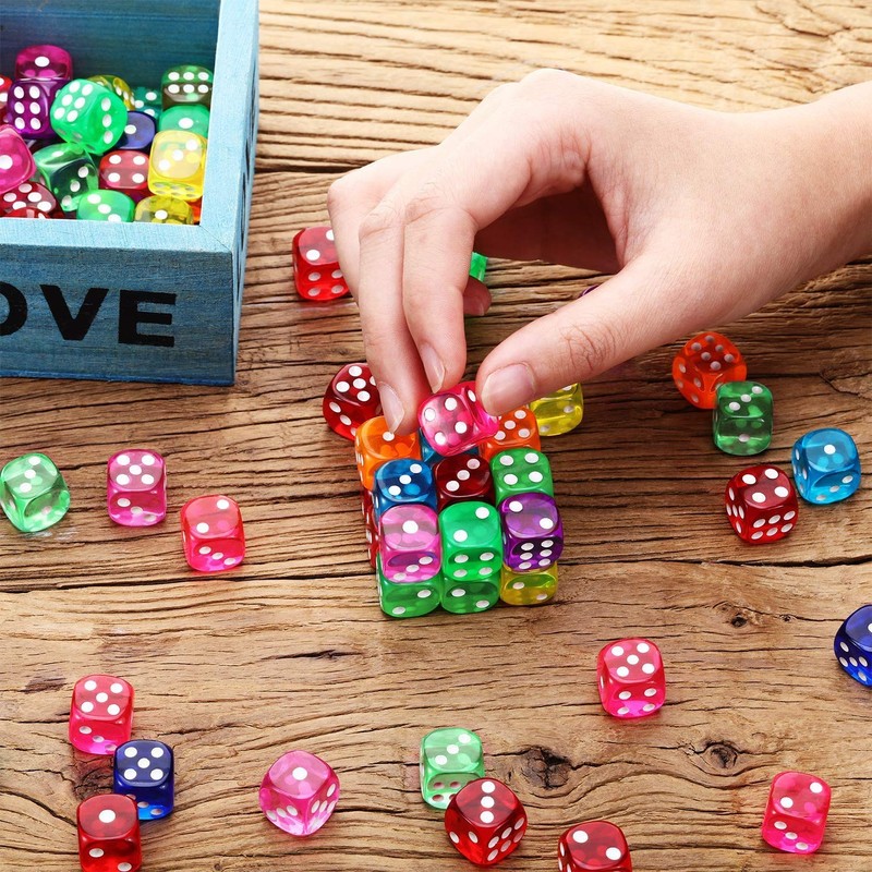 100 Pieces Six-Sided Dice Set, Colours Dice Set, Dice Games,