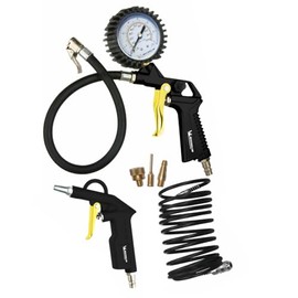 MICHELIN 3-Piece Compressed Air Kit (Includes Filling Gun with Pressure Gauge, 5 m Spiral Hose, Short Blow Gun) - Maximum Pressure: 8 Bar