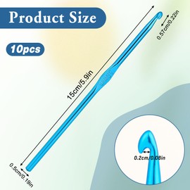 10Pcs 5mm Crochet Hook, Aluminum Knitting Needles Craft Yarn, Crochet Hook for DIY Craft, Gold Crochet Needles for Knitting Scarf(Blue)