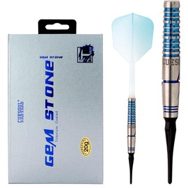 CUESOUL Blue GEM Stone 20g Soft Tip 90% Tungsten Dart Set with Titanium Coating and Gradient Rust Flights