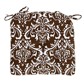 COZY TRENDS Handmade Cotton Chair Pads Cushions Seat Pad with Ties 16''x16'' for Dinning Kitchen Living Room Chairs Office Chair Bench Thick Reversible Damask Design U Shape (Brown)