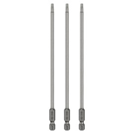 sourcing map 3pcs T15 Torx Head Screwdriver Bit 1/4" Hex Shank 6" (150mm) Long Magnetic No Hole Tip Tamper Proof 6 Point Star Screw Driver Drill Bits S2 Steel Industrial Power Screwdrivers