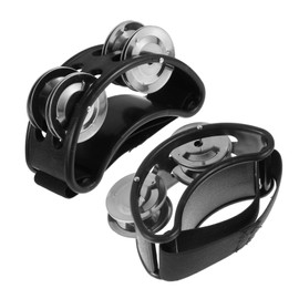 BIUDECO 2pcs Adjustable Foot Tambourine Percussion Instrument Black Creative Music Education for Parties Dancing and Karaoke Fun
