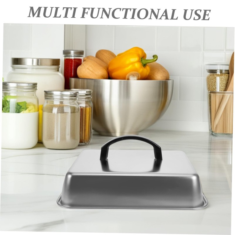 Toddmomy Stainless Steel Rectangular Basting Cover Lid Heat Resistant Cheese