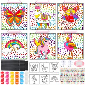 Pasimy 18 Sets Suncatcher Craft Kits Window Art Suncatcher Kits Fun Gem Painting Sun Catchers Diamond Art and Crafts for Classroom Birthday Party DIY Project Activities Gift Favors Supplies