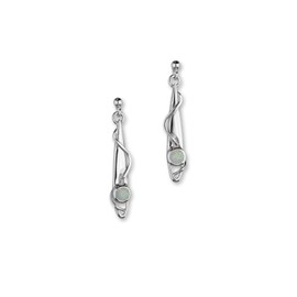Ortak 925 Sterling Silver Handmade Long Drop Earrings Aurora Collection Featuring Created White Opal Scottish Fine Jewellery Made in Orkney Islands of Scotland