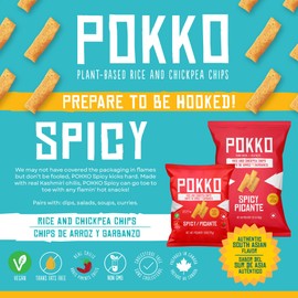 Pokko Spicy Rice & Chickpea Chips – 24-Pack Bold & Fiery Snack with Kashmiri Chilis & Bold South Asian Spices – High-Protein, Gluten-Reduced, Vegan & Non-GMO – No Artificial Additives – 1.59oz Per Bag