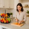 SDZOREN Metal 2-Tier Floor Fruit Basket – Easy to Assemble,