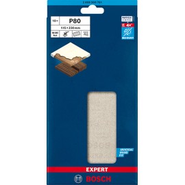 Bosch Professional 10x Expert M480 Sanding Net (for Hardwood, Paint on wood, 115x230 mm, Grit 80, Accessories Orbital Sander)