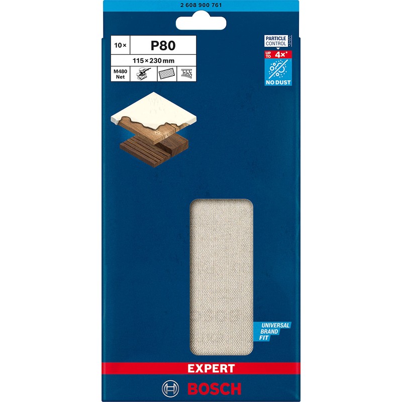 Bosch Professional 10x Expert M480 Sanding Net (for Hardwood, Paint