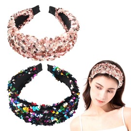 2 Stück Paillettenstirnband, Kreatives Design-Stirnband, Modische Und Trendige Haarzubehör, Frisurdekorationen, Anti-Rutsch-Stirnband.
