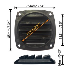 LEQMG Marine Boat Square Air Vent,Black Louver Ventilation Grille,Free Stainless Steel Screws(8 Pcs)