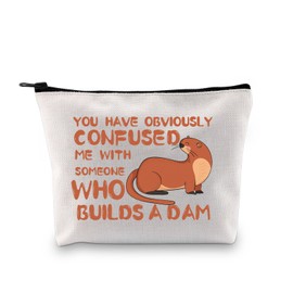 PLITI Sea Otter Makeup Bag Otter Lover Gift You Have Obviously Confused Me with Someone Who Builds a Dam River Otter Gift (Build a Dam bagU)