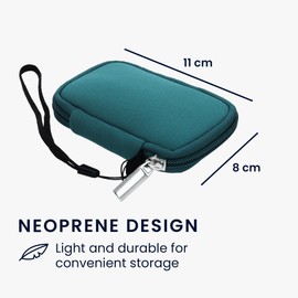 kwmobile Neoprene Case Compatible with in-ear Headphones - Case with Zip - Petrol