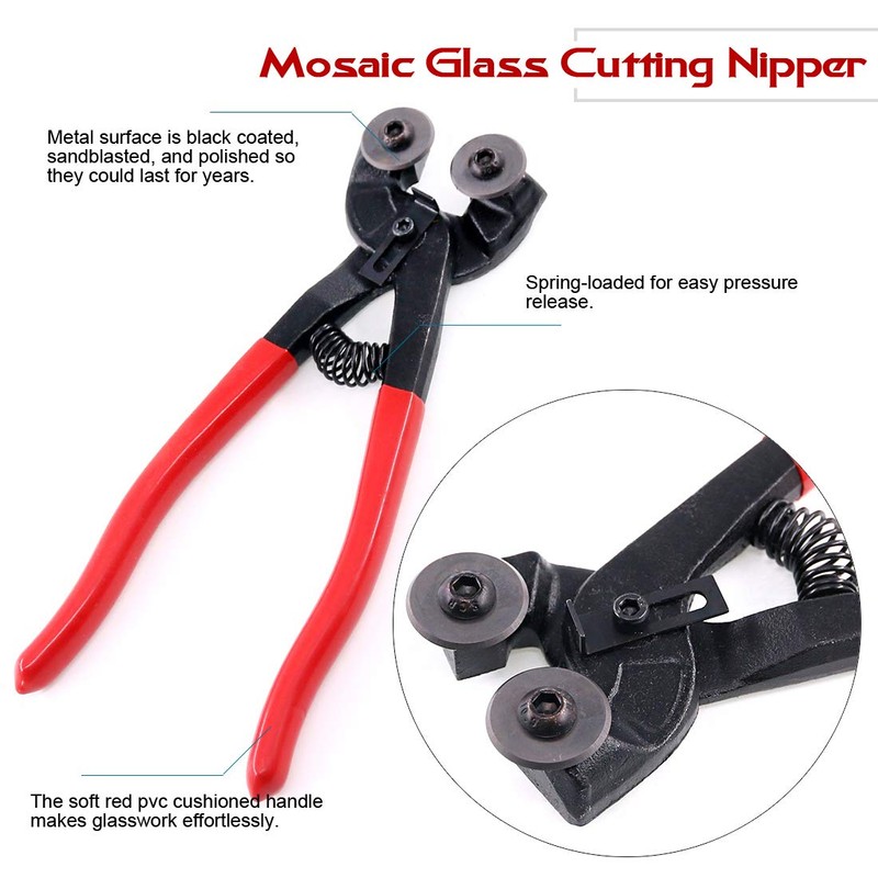 Hilitchi 8Pcs Wheeled Glass Tile Nipper Running Plier Breaking Grozer
