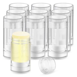 glasstore 10 Pcs Empty Deodorant Containers Bottom Fill Deodorant Bottles Refillable DIY Deodorant Tubes Lip Balm Tubes (clear, 75ml/2.5oz)
