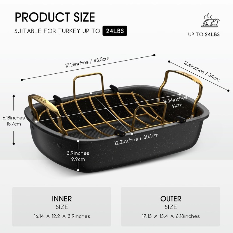 Slow Slog Roasting Pan, 17 Inch x 13 Inch Roaster
