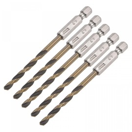TA-VIGOR 5Pcs 4.2mm Hex Shank Twist Drill Bit Set, 1/4 Inch Shank HSS High Speed Steel Drill Bit Set Quick Change Twist Drill Bits for Woodworking, Plastic and Metal