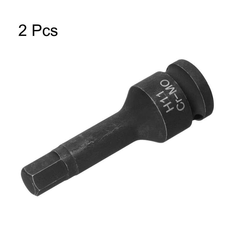 sourcing map 2pcs H11 (11mm) Hex Impact Bit Socket 1/2"