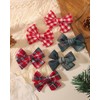 10 Pcs Christmas Hair Bows for Girls, Plaid Holiday Hair