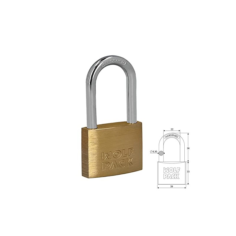 Wolfpack 3100975 – Wolfpack Brass Long Arc Padlock 40 mm