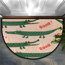 POFATO Funny Crocodiles Half Round Door Mat Non-Slip Doormat Outdoor Welcome Entrance Absorbent Washable Indoor Outdoor Dront Door Mat Half Circle Rugs Floor Entry Home Decor 36x24 inch