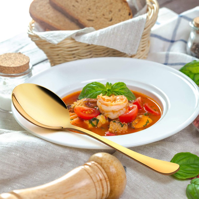 LIANYU 8-Piece Large Gold Serving Spoons, Gold Slotted Serving Spoons,