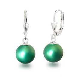 Schöner-SD Pearl Earrings 925 Silver Drop Earrings Pearl 10 mm, Silver, Pearl