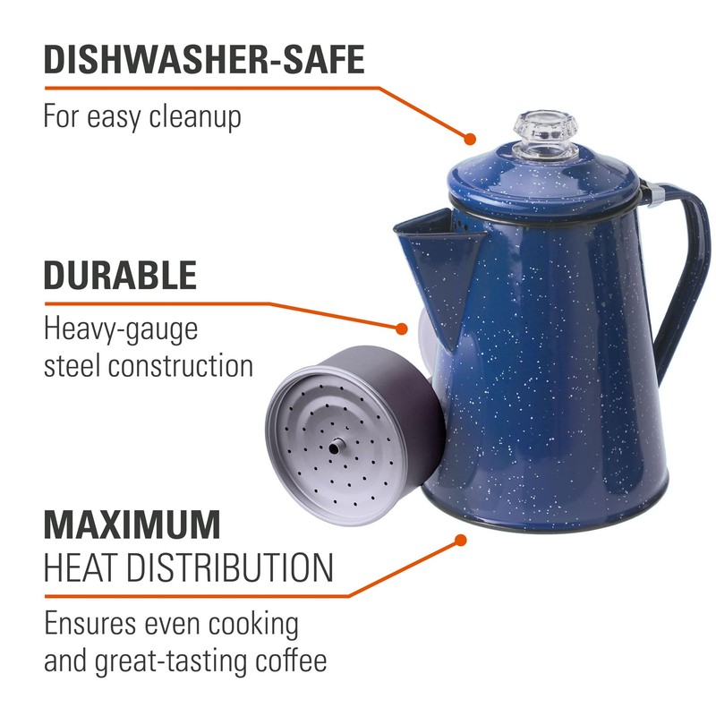 GSI Outdoors Percolator Coffee Pot | Enamelware Campfire Coffee Boiler