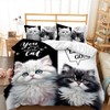 AILONEN Cat Duvet Cover Set Queen Size, Black and White
