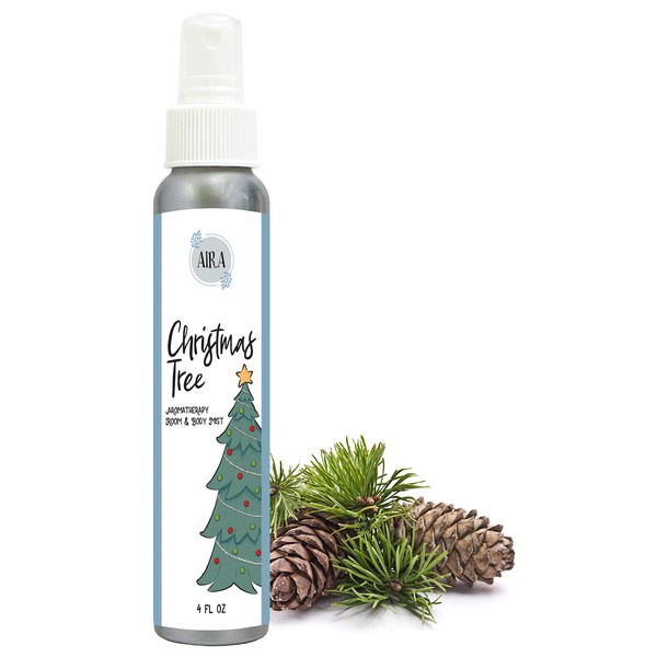 Aira Mist Christmas Tree Organic Room Spray - Pine Essential Oil Spray with Organic Ingredients & Therapeutic Essential Oils - Living Room Spray Free of Alcohol & Parabens - Home Fragrance - 4 Ounces